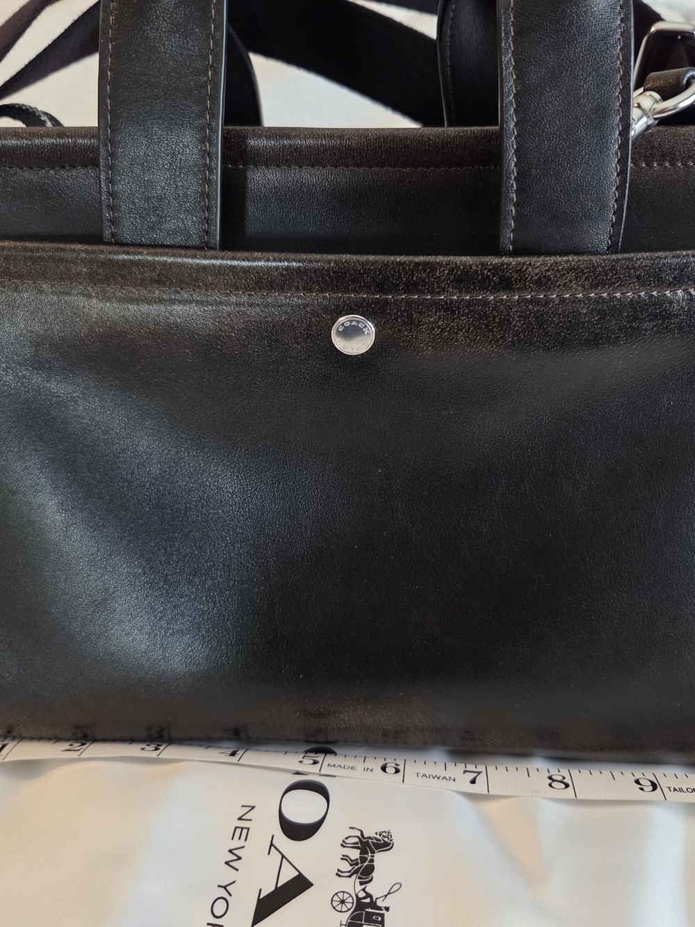 Coach Black Leather Satchel with Dinosaur Charm - Picture 4 of 4